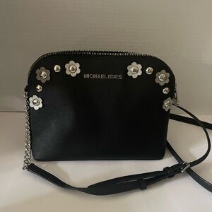 Michael Kora leather crossbody bag with white flowers limited edition